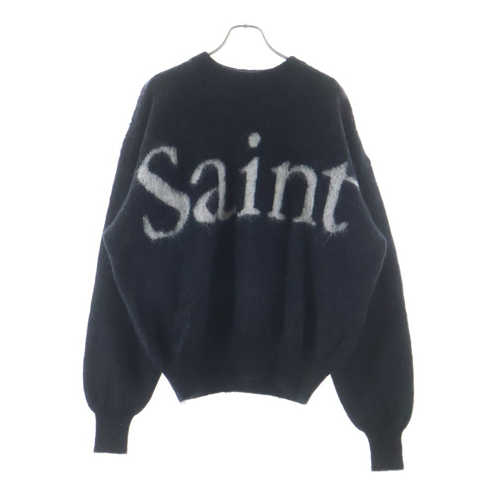 SAINT MICHAEL(セントマイケル) 23AW CREW NECK KNIT フロントロゴ モヘアニット セーター ブラック SM-A23-0000-042