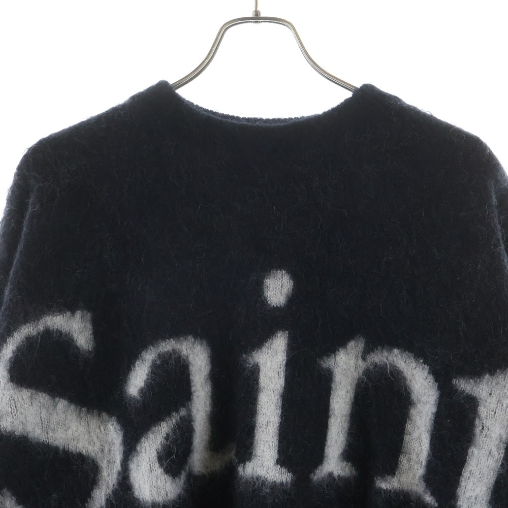 SAINT MICHAEL(セントマイケル) 23AW CREW NECK KNIT フロントロゴ モヘアニット セーター ブラック SM-A23-0000-042