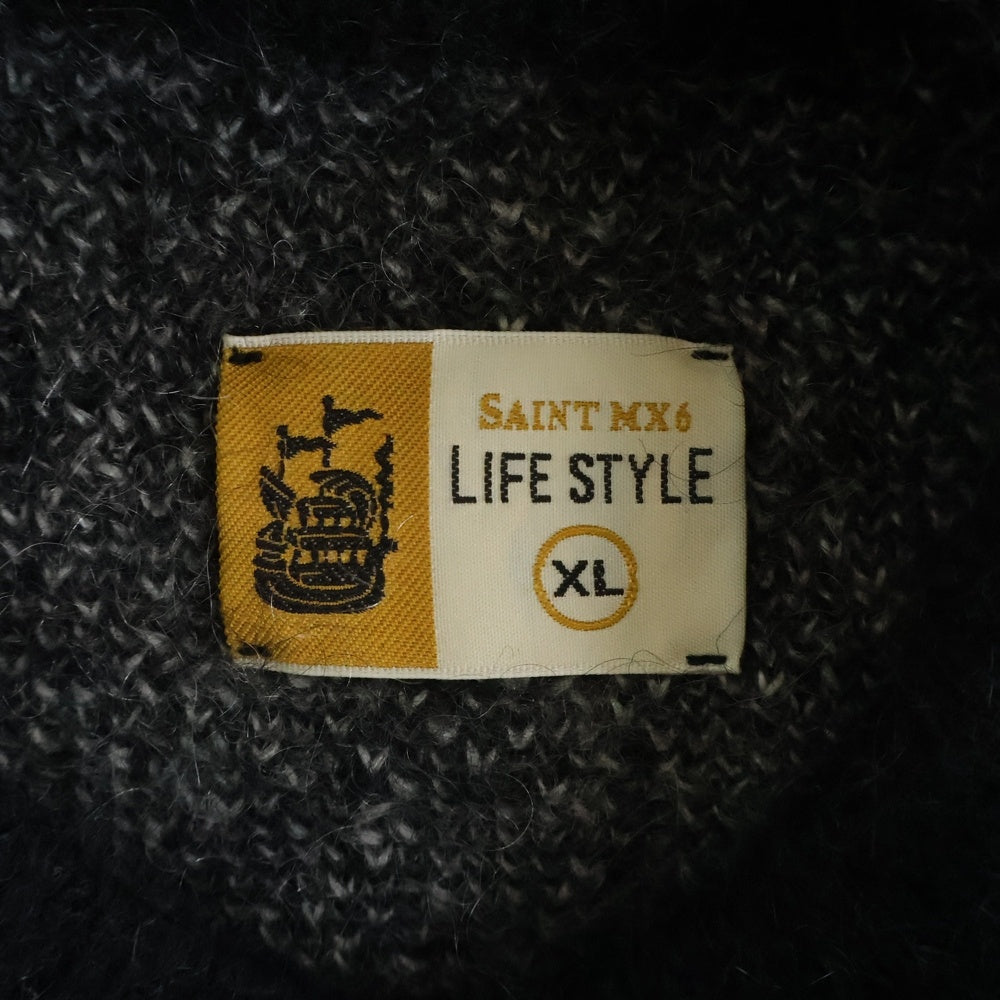 SAINT MICHAEL(セントマイケル) 23AW CREW NECK KNIT フロントロゴ モヘアニット セーター ブラック SM-A23-0000-042