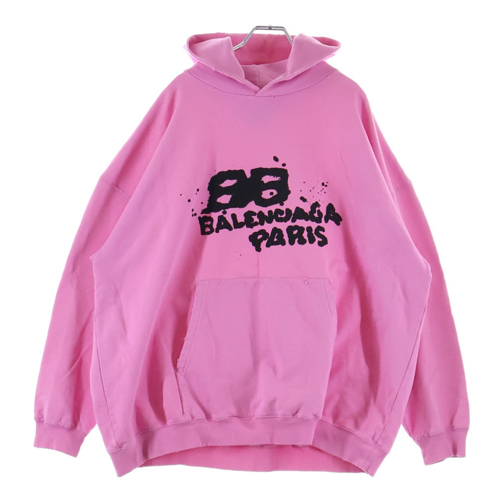 BALENCIAGA(バレンシアガ) 23SS Hand Drawn BB Icon Hoodie ハンドドローンBBアイコンフーディー プルオーバーパーカー ピンク 620947 TNVQ1