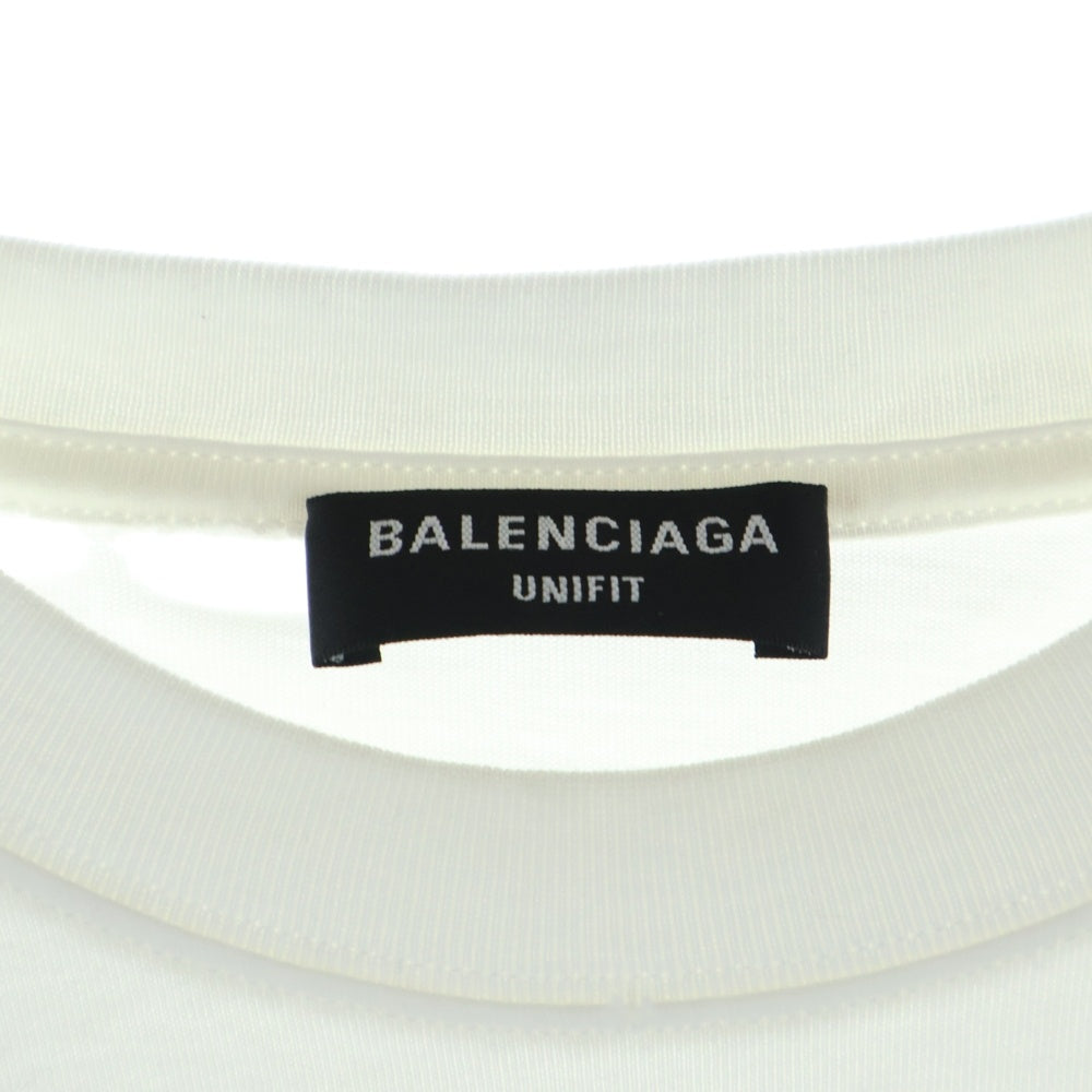 BALENCIAGA(バレンシアガ) 21SS デストロイ加工 ロゴプリント 半袖Tシャツ カットソー ホワイト 651795 TKVB8