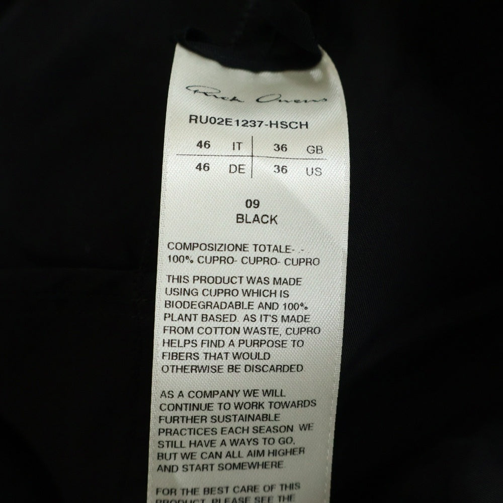 Rick Owens(リックオウエンス) FOGPOCKET OUTERSHIRT 長袖シャツ キュプラ ブラック RU02E1237-HSCH