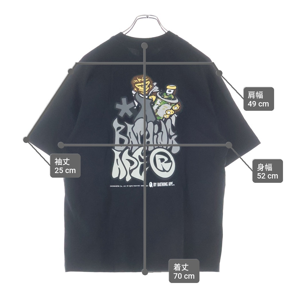 A BATHING APE(アベイシングエイプ) Graffiti Bape Relaxed Fit Tee グラフィティーベイプ リラックスフィット 半袖Tシャツ カットソー ブラック 001TEK301340M