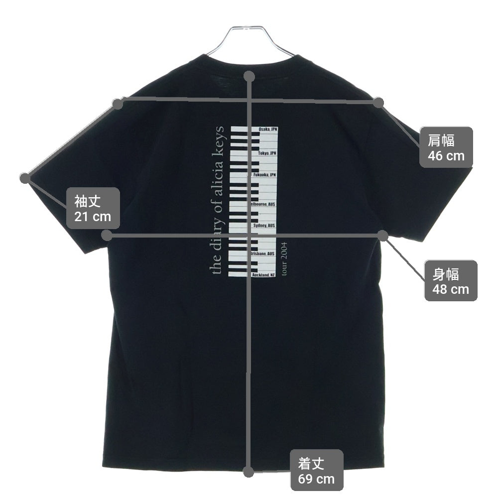VINTAGE(ヴィンテージ) Alicia Keys The Diary Of Alicia Keys 両面プリント 半袖Tシャツ カットソー ブラック