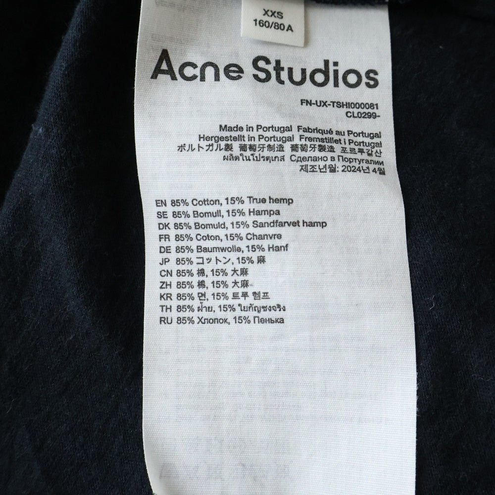 Acne Studios(アクネ ストゥディオズ) フロント ハートプリント 半袖 Tシャツ カットソー ブラック レディース FN-UX-TSHI000081