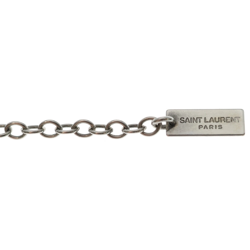 SAINT LAURENT PARIS(サンローランパリ) ロゴプレート付き チェーンネックレス シルバー レディース