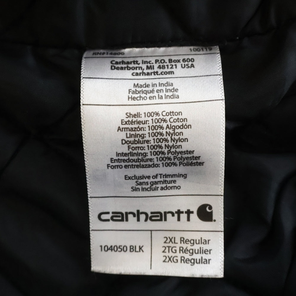 CARHARTT(カーハート) WASHED DUCK INSULATED ACTIVE JACKET ウォッシュドダックインシュレイテッド アクティブジャケット ブラック 104050 BLK