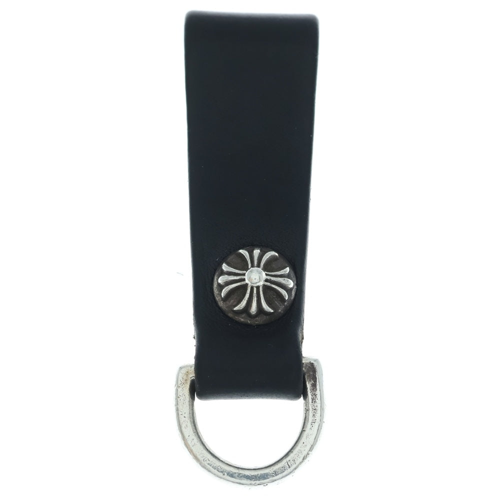 CHROME HEARTS(クロムハーツ) BELT LOOP クロスボールボタンレザーベルトループ シルバー/ブラック BCA397