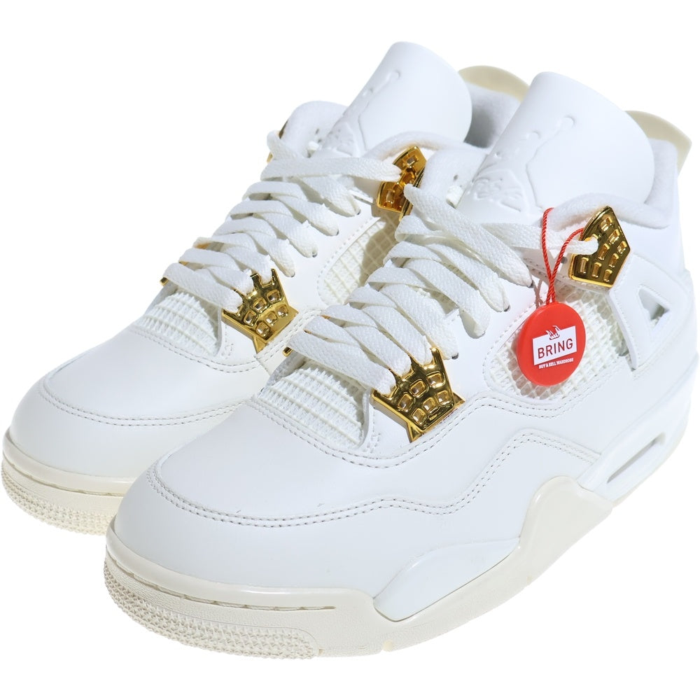 NIKE(ナイキ) WMNS AIR JORDAN 4 RETRO WHITE & GOLD AQ9129-170 ウィメンズ エア ジョーダン 4 レトロ ハイカットスニーカー ホワイト/ゴールド US10/27cm レディース