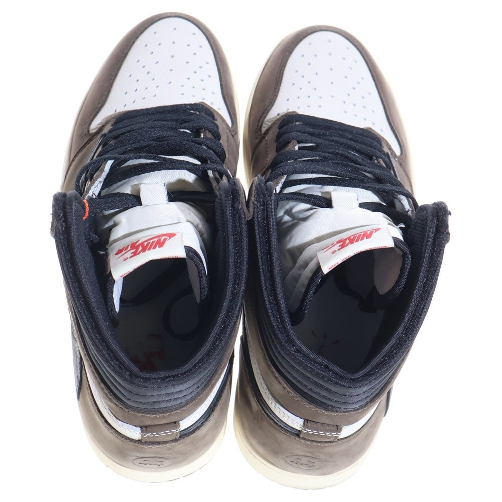 NIKE(ナイキ) ×TRAVIS SCOTT AIR JORDAN 1 RETRO HIGH OG TS SP CD4487-100 トラヴィススコット エアジョーダン1 ハイカットスニーカー ブラウン/ホワイト US9.5/27.5cm