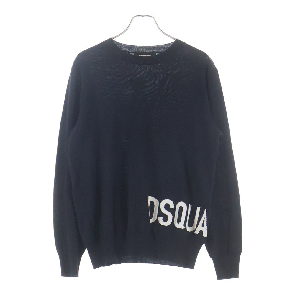 DSQUARED2(ディースクエアード) 23AW サイドロゴクルーネックニットセーター ブラック S74HA1377 S1833