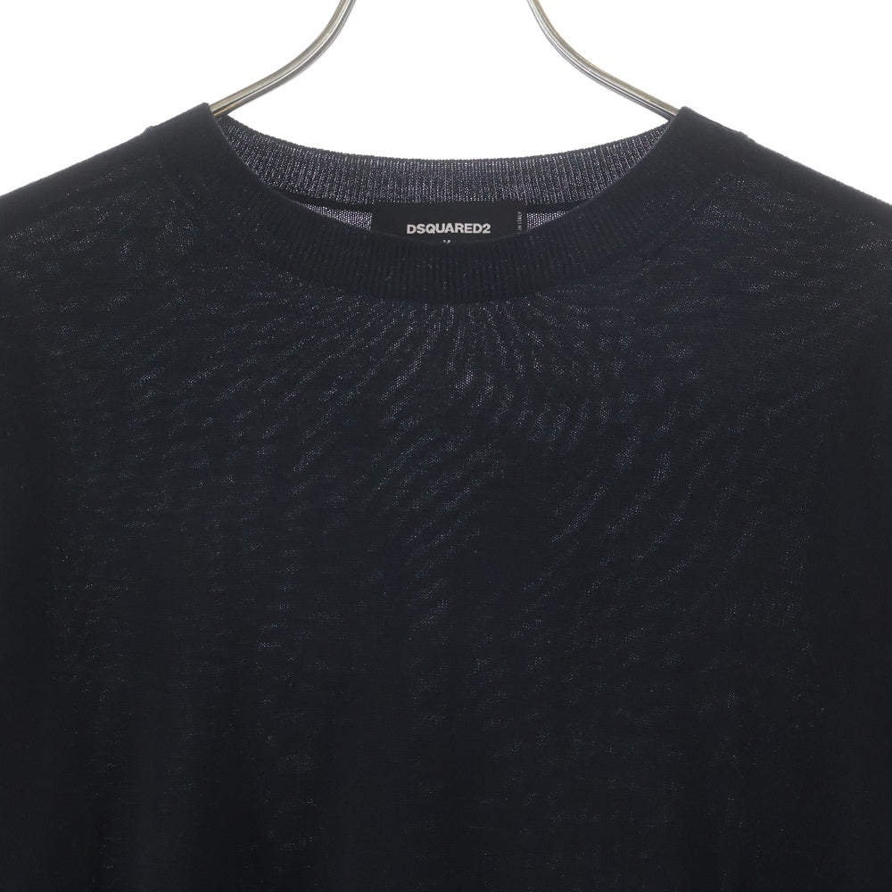 DSQUARED2(ディースクエアード) 23AW サイドロゴクルーネックニットセーター ブラック S74HA1377 S1833