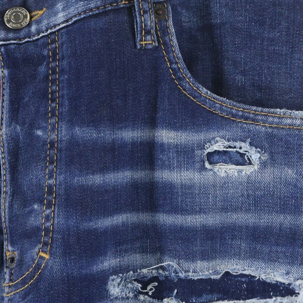DSQUARED2(ディースクエアード) 23AW Tidy Biker Jean タイディ バイカー ジーンズ ダメージ加工 スキニーデニムパンツ S71LB1262 インディゴ