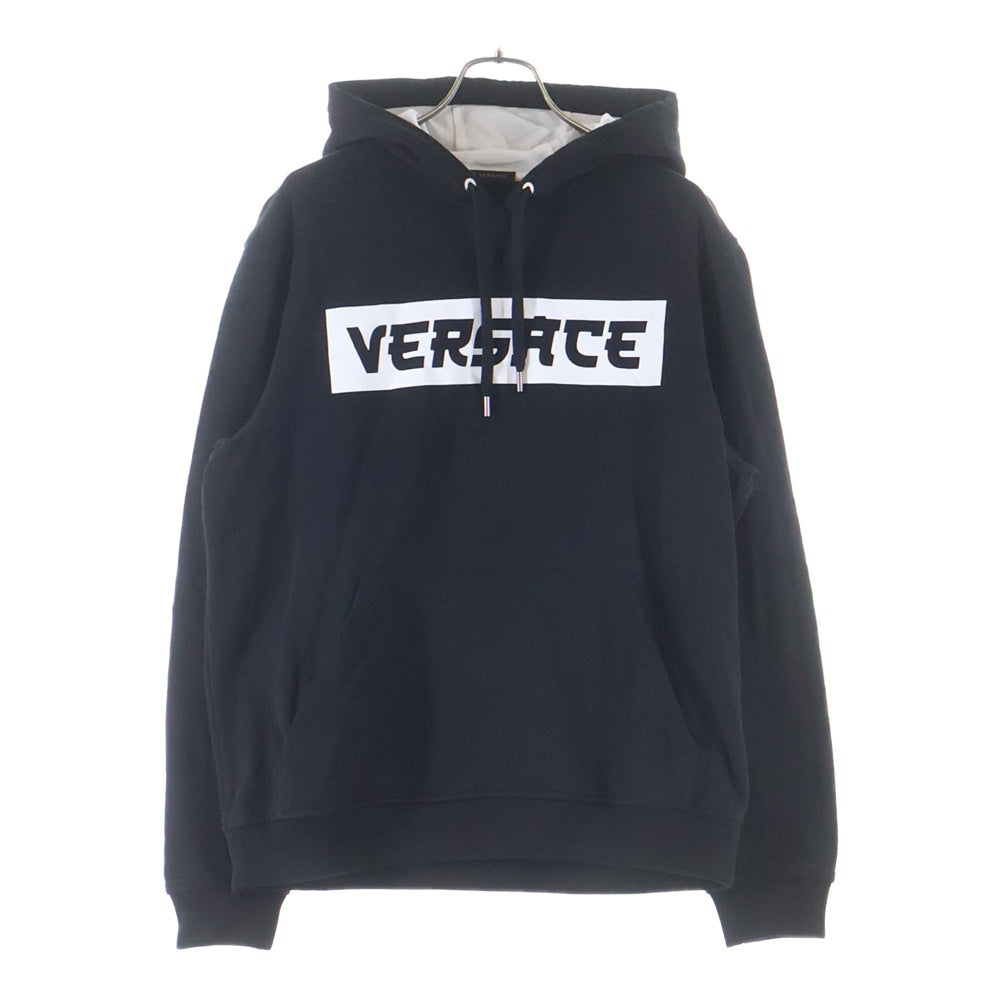 VERSACE(ヴェルサーチ) Front logo print hoodie フロントロゴプリント フーディー ブラック A227994 A83840