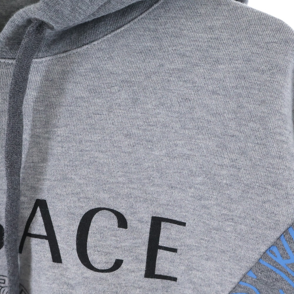 VERSACE(ヴェルサーチ) Front logo pullover hoodie フロントロゴ プルオーバーパーカー 切り替え グレー A232781 A84840