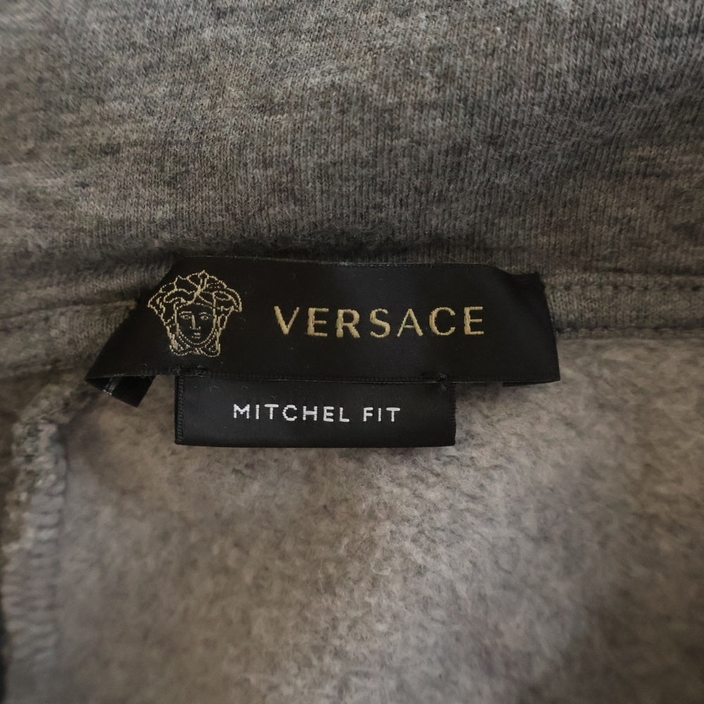 VERSACE(ヴェルサーチ) Front logo pullover hoodie フロントロゴ プルオーバーパーカー 切り替え グレー A232781 A84840