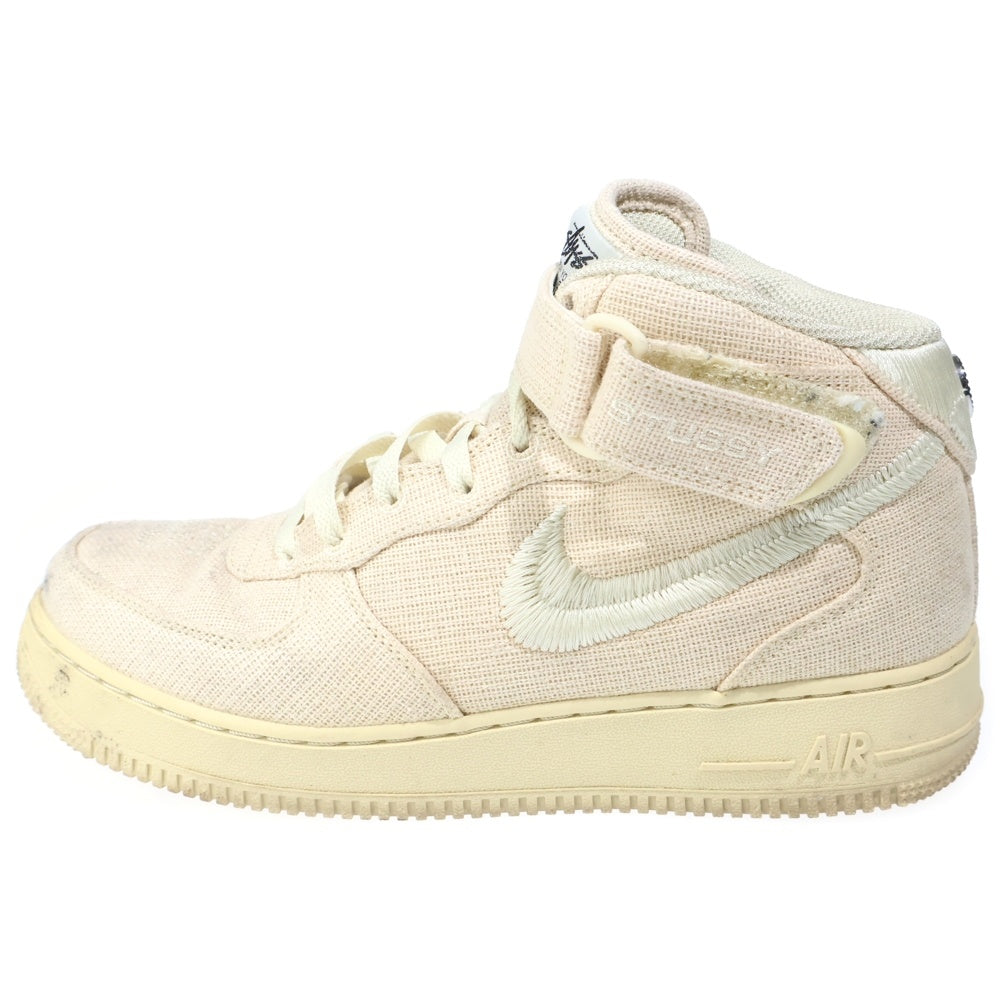 NIKE(ナイキ) ×STUSSY AIR FORCE1 '07 MID SP Fossil DJ7841-200 ステューシー エアフォース1 ミッドカットスニーカー アイボリー US9/27cm