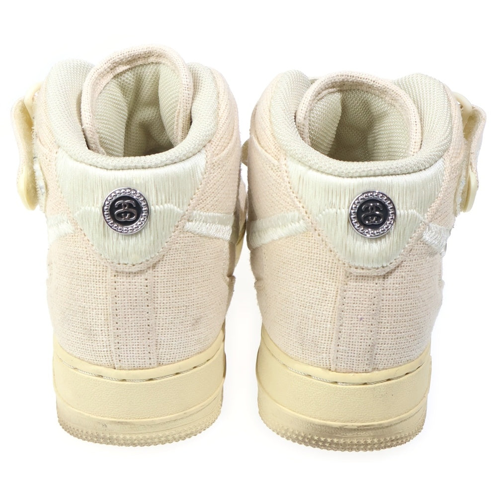 NIKE(ナイキ) ×STUSSY AIR FORCE1 '07 MID SP Fossil DJ7841-200 ステューシー エアフォース1 ミッドカットスニーカー アイボリー US9/27cm