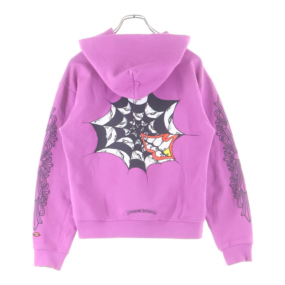 CHROME HEARTS(クロムハーツ) ×MATTY BOY Spider Web Crewne マッティボーイ スパイダー チョンパー フーディー プルオーバーパーカー パープル