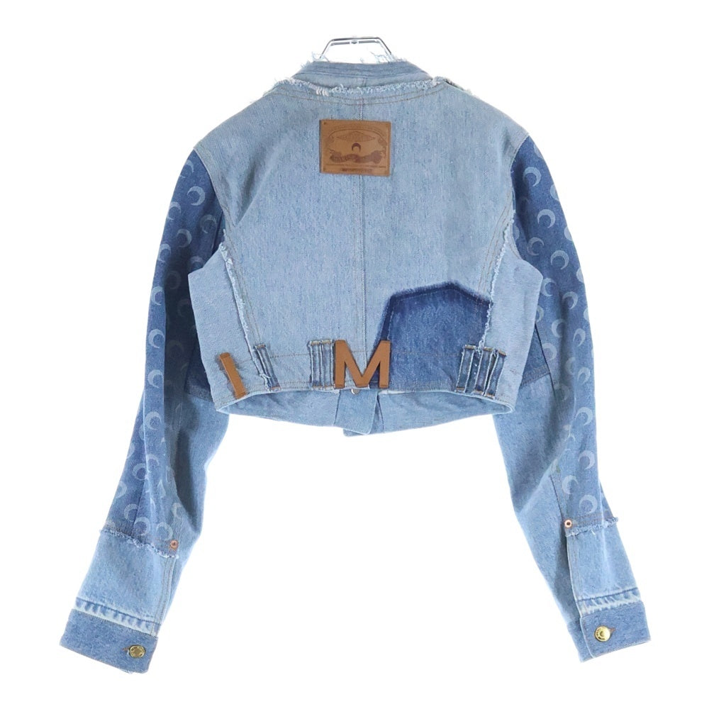 MARINE SERRE(マリーン セル) Upcycled Denim Cropped Jacket アップサイクルデニムクロップドジャケット レディース インディゴ