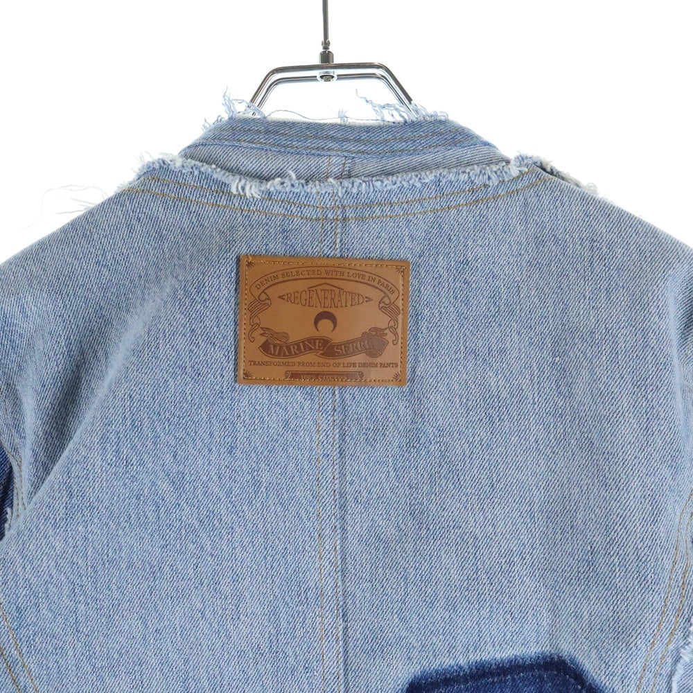 MARINE SERRE(マリーン セル) Upcycled Denim Cropped Jacket アップサイクルデニムクロップドジャケット レディース インディゴ