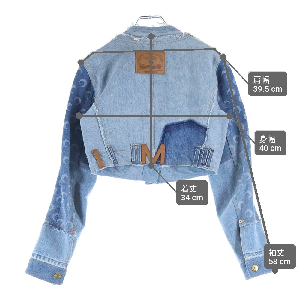 MARINE SERRE(マリーン セル) Upcycled Denim Cropped Jacket アップサイクルデニムクロップドジャケット レディース インディゴ