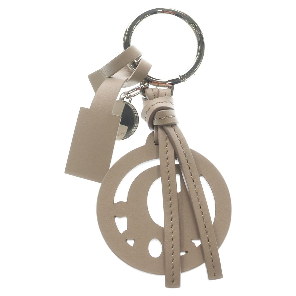DIOR(ディオール) オブリーク レザーキーホルダー バッグチャーム グレージュ/シルバー レディース