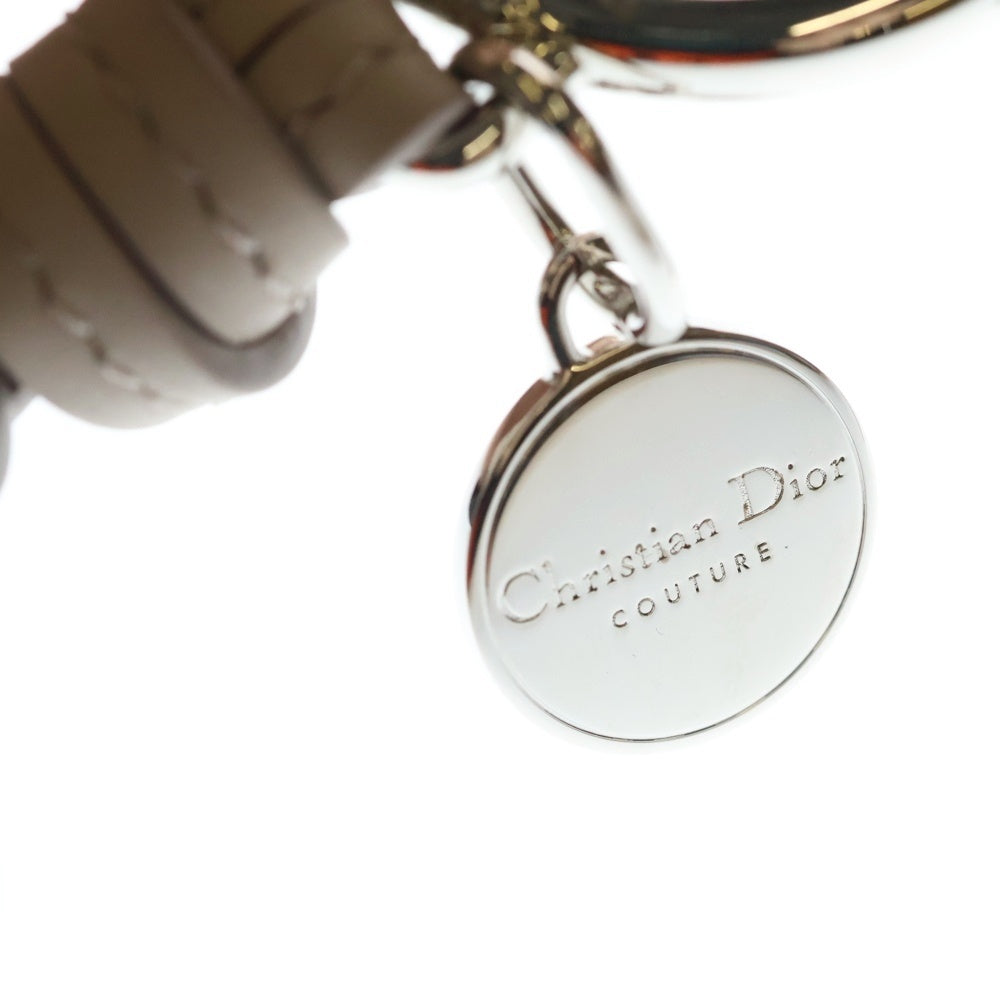 DIOR(ディオール) オブリーク レザーキーホルダー バッグチャーム グレージュ/シルバー レディース