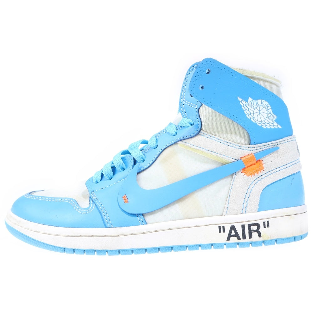 NIKE(ナイキ) ×OFF-WHITE AIR JORDAN 1 POWDER BLUE UNC AQ0818-148 オフホワイト エアジョーダン1 パウダーブルー ハイカットスニーカー US8/26cm ホワイト/ブルー
