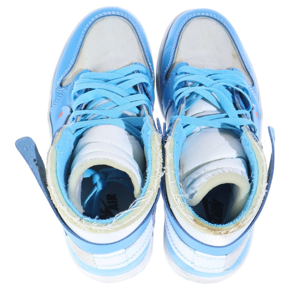 NIKE(ナイキ) ×OFF-WHITE AIR JORDAN 1 POWDER BLUE UNC AQ0818-148 オフホワイト エアジョーダン1 パウダーブルー ハイカットスニーカー US8/26cm ホワイト/ブルー