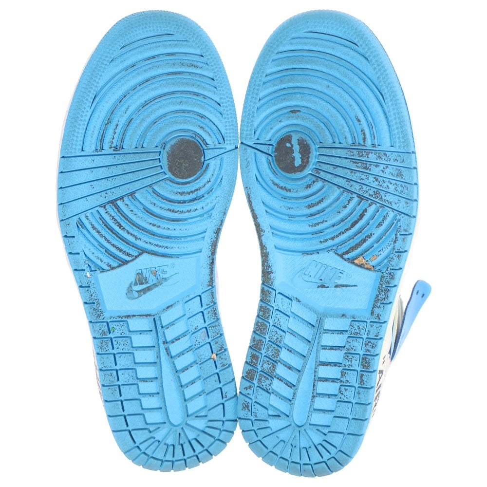 NIKE(ナイキ) ×OFF-WHITE AIR JORDAN 1 POWDER BLUE UNC AQ0818-148 オフホワイト エアジョーダン1 パウダーブルー ハイカットスニーカー US8/26cm ホワイト/ブルー