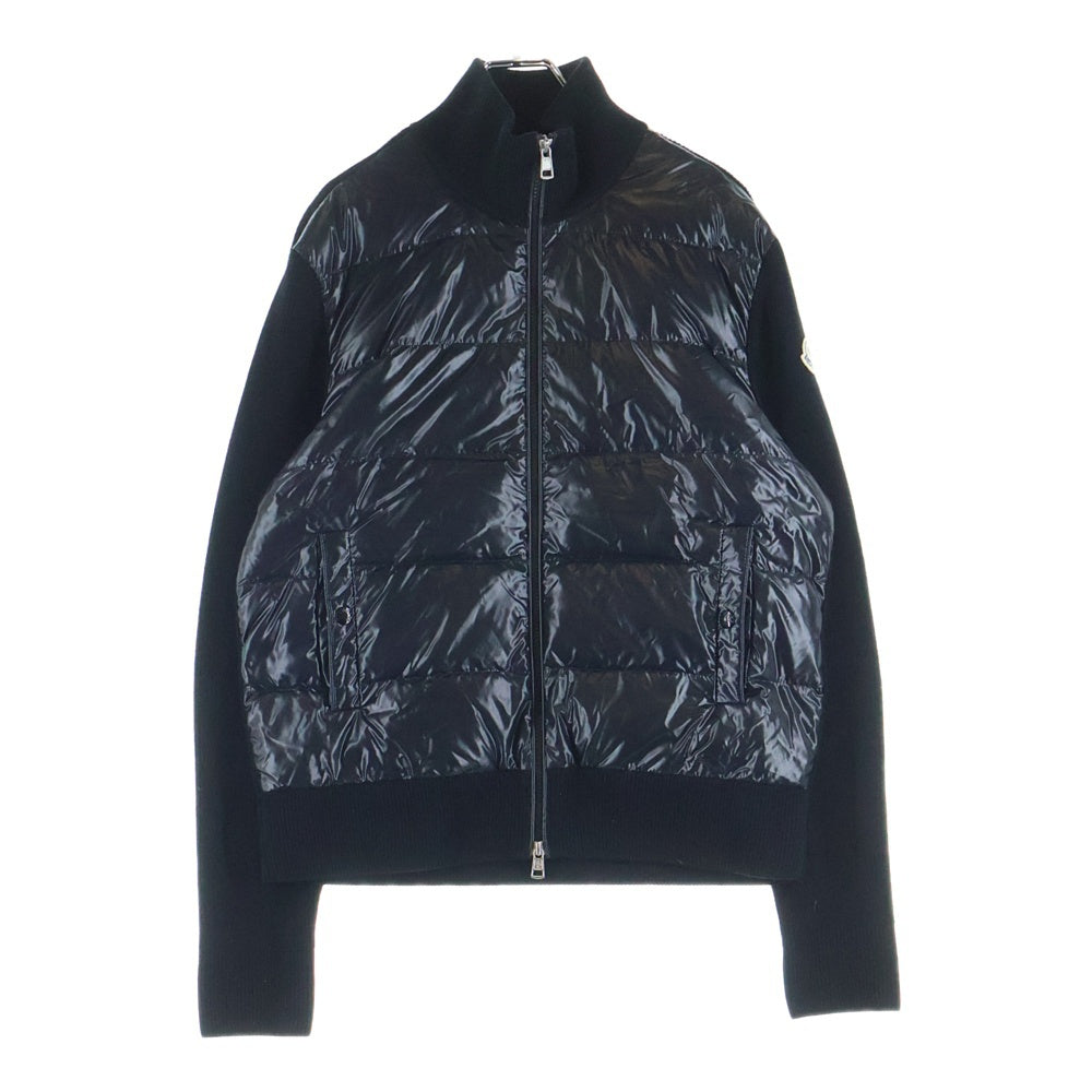 MONCLER(モンクレール) ワッペンロゴ ニット切り替え ハイネック ジップアップ ダウンジャケット ブラック H20919B00008 M1131