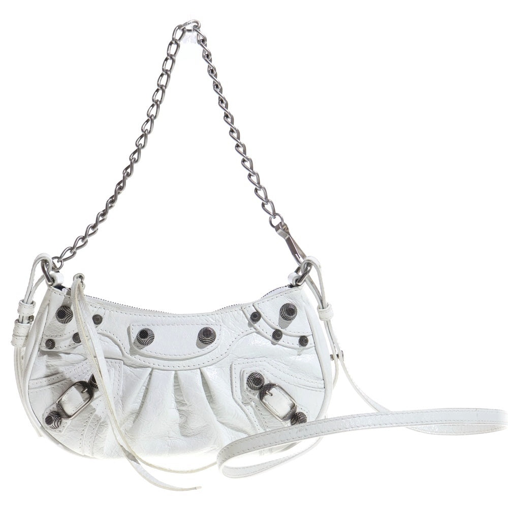 BALENCIAGA(バレンシアガ) LE CAGOLE MINI ルカゴール チェーンハンドバッグ レザー ミニ ショルダー バッグ レディース ホワイト