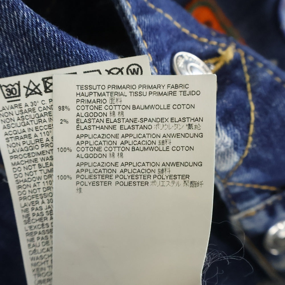 DSQUARED2(ディースクエアード) 18SS ウォッシュ リペア加工 パッチ ワッペン付き デニムジャケット ブルゾン インディゴ S75AM0548 レディース