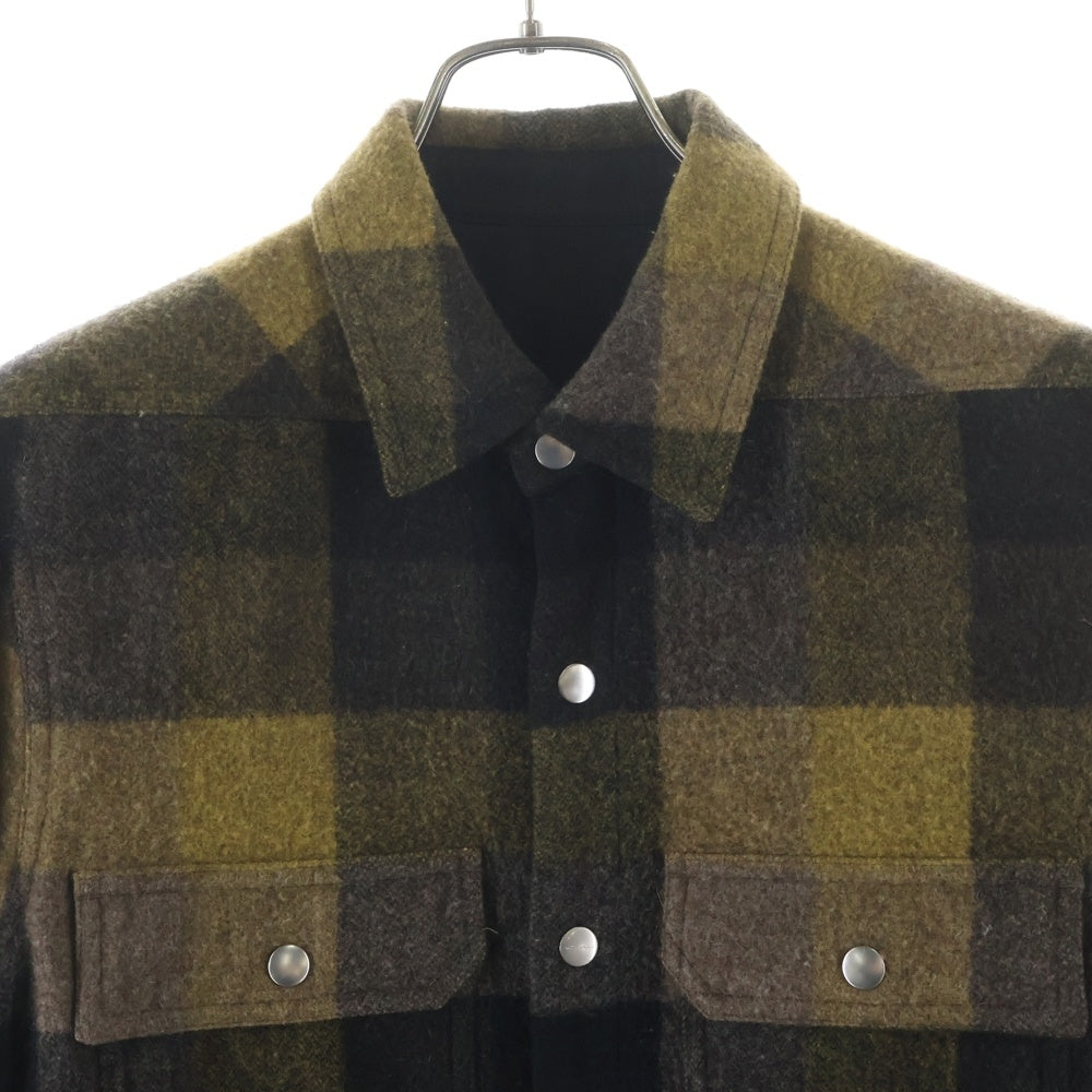 Rick Owens(リックオウエンス) 24AW OUTER SHIRT RU02D6729-WLDP 長袖チェック柄 シャツ ジャケット ブラウン