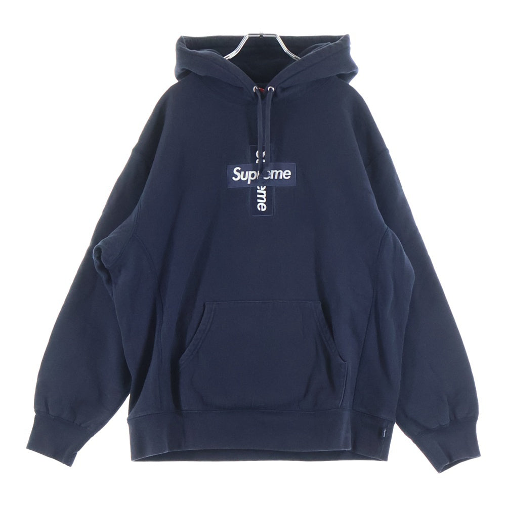 SUPREME(シュプリーム) 20AW Cross box logo Hooded Sweat Shirts クロスボックスロゴ フーデッド シャツ プルオーバーパーカー ネイビー