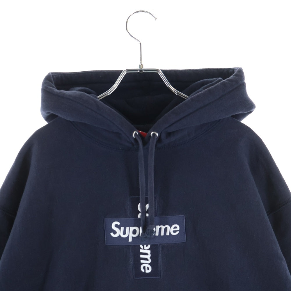 SUPREME(シュプリーム) 20AW Cross box logo Hooded Sweat Shirts クロスボックスロゴ フーデッド シャツ プルオーバーパーカー ネイビー