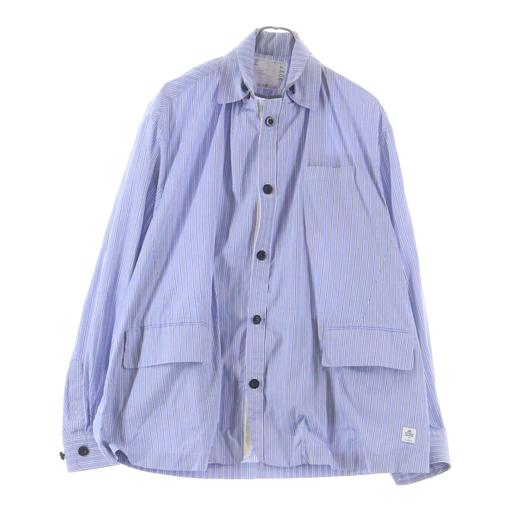 Sacai(サカイ) Thomas Mason Cotton Poplin Jacket コットンポプリンジャケット ストライプ柄 胸ポケット ホワイト/ブルー 23-03037M