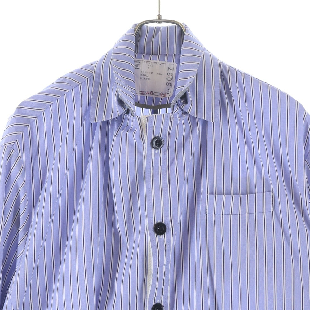 Sacai(サカイ) Thomas Mason Cotton Poplin Jacket コットンポプリンジャケット ストライプ柄 胸ポケット ホワイト/ブルー 23-03037M