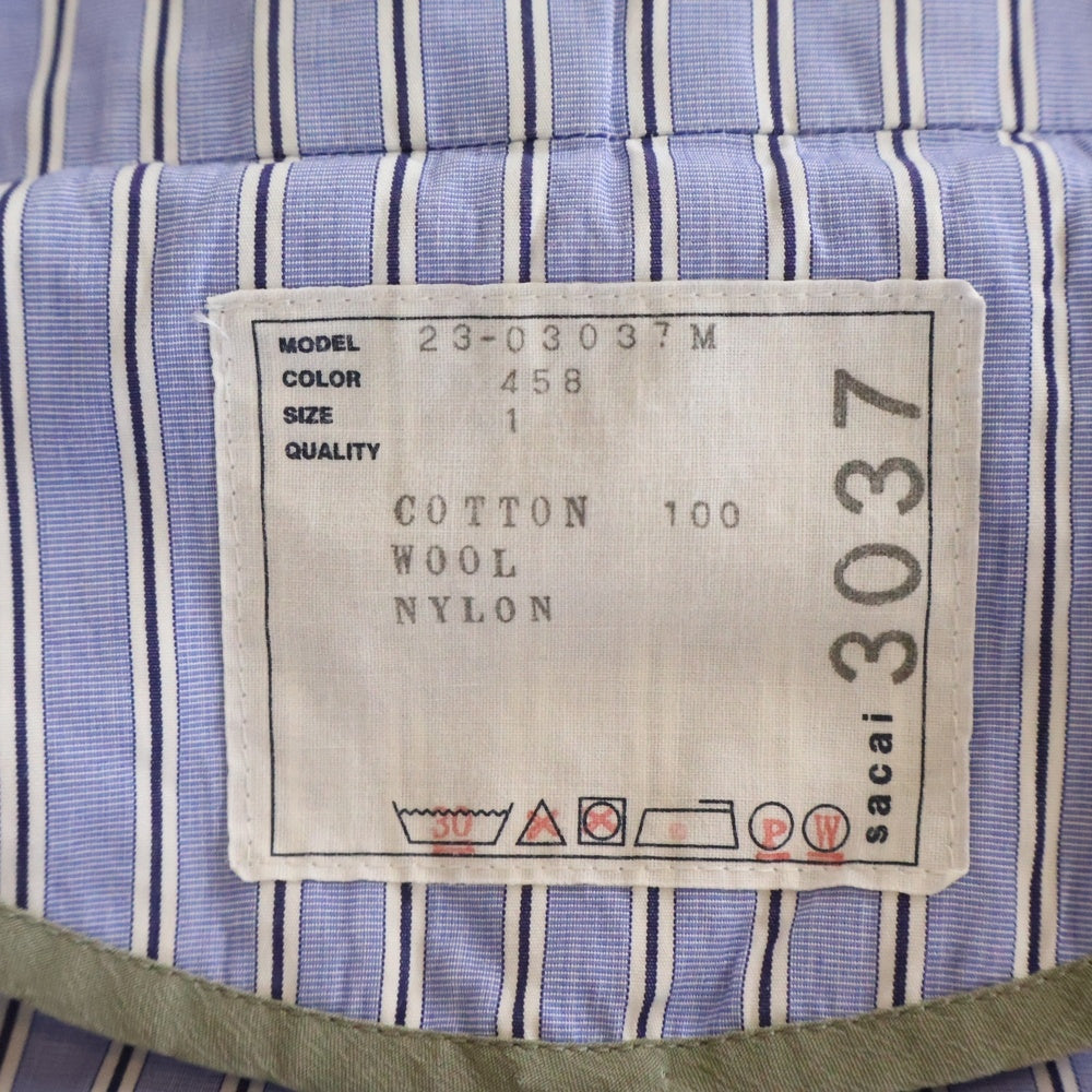 Sacai(サカイ) Thomas Mason Cotton Poplin Jacket コットンポプリンジャケット ストライプ柄 胸ポケット ホワイト/ブルー 23-03037M