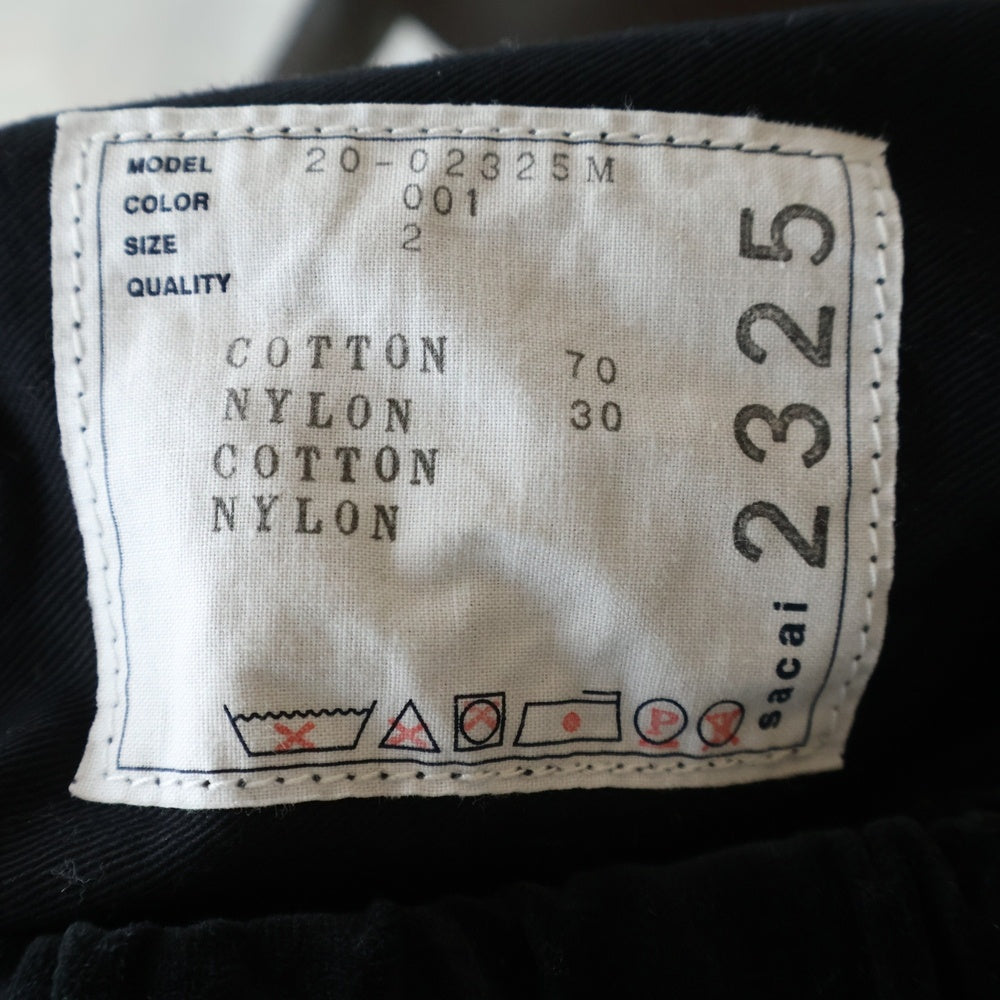 Sacai(サカイ) Cotton Oxford double knee Pants コットン ダブルニー ウエストベルトパンツ ブラック 20-02325M