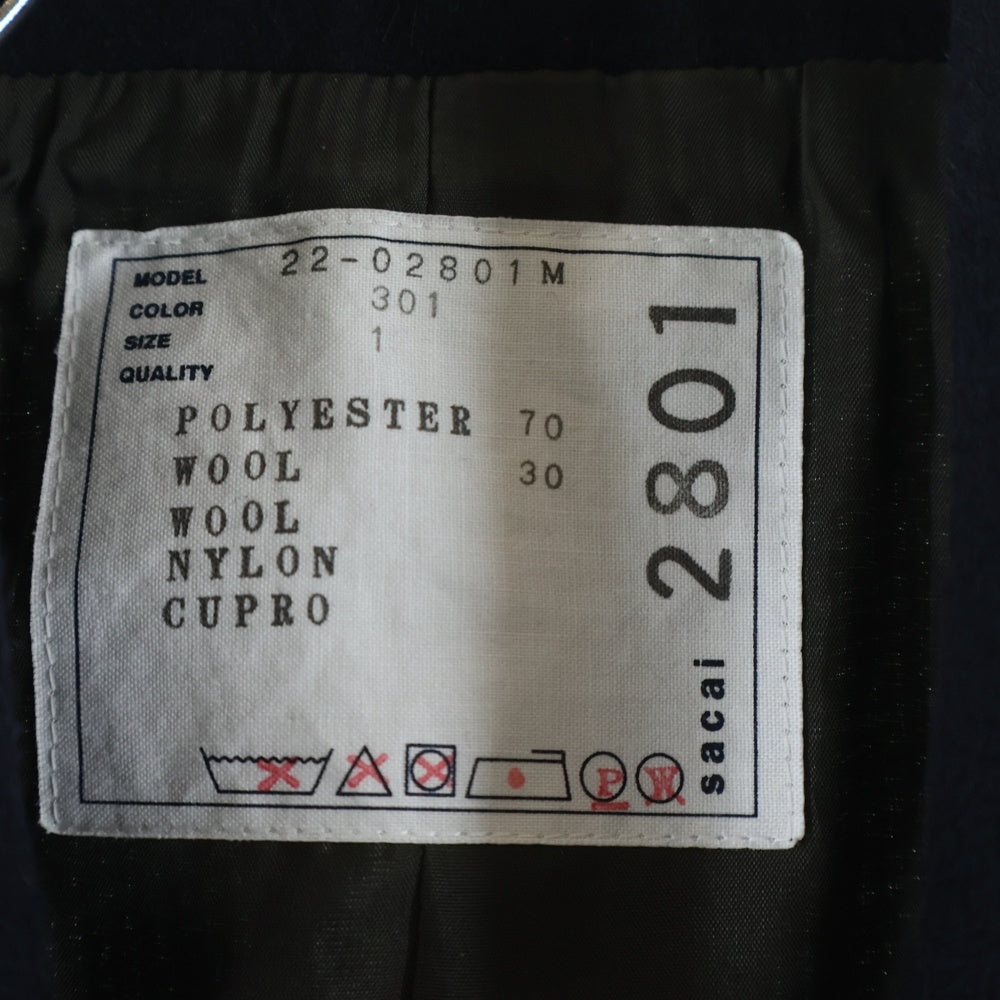 Sacai(サカイ) Suiting Jacket Vネック テーラードジャケット 2フリップポケット グレー 22-02801M
