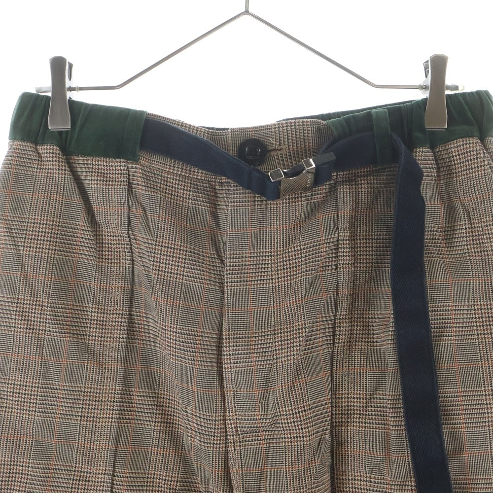 Sacai(サカイ) チェック柄 ウエストベルト ストレートパンツ マルチカラー 21-02484M