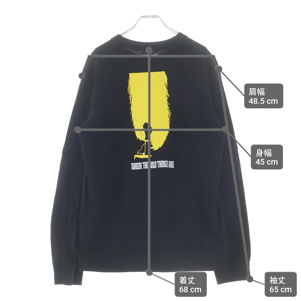 Sacai(サカイ) WHERE THE WILD THINGS ARE L/S 両面プリント クルーネック カットソー 長袖Tシャツ ブラック 25-01006S