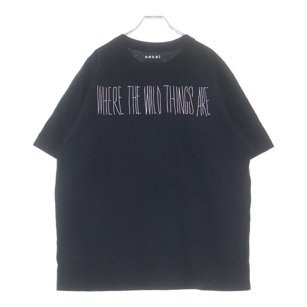 Sacai(サカイ) WHERE THE WILD THINGS ARE L/S 両面プリント 半袖カットソー Tシャツ ブラック 25-01008S