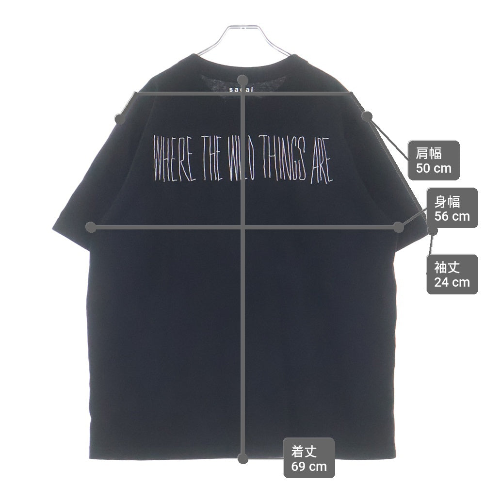 Sacai(サカイ) WHERE THE WILD THINGS ARE L/S 両面プリント 半袖カットソー Tシャツ ブラック 25-01008S