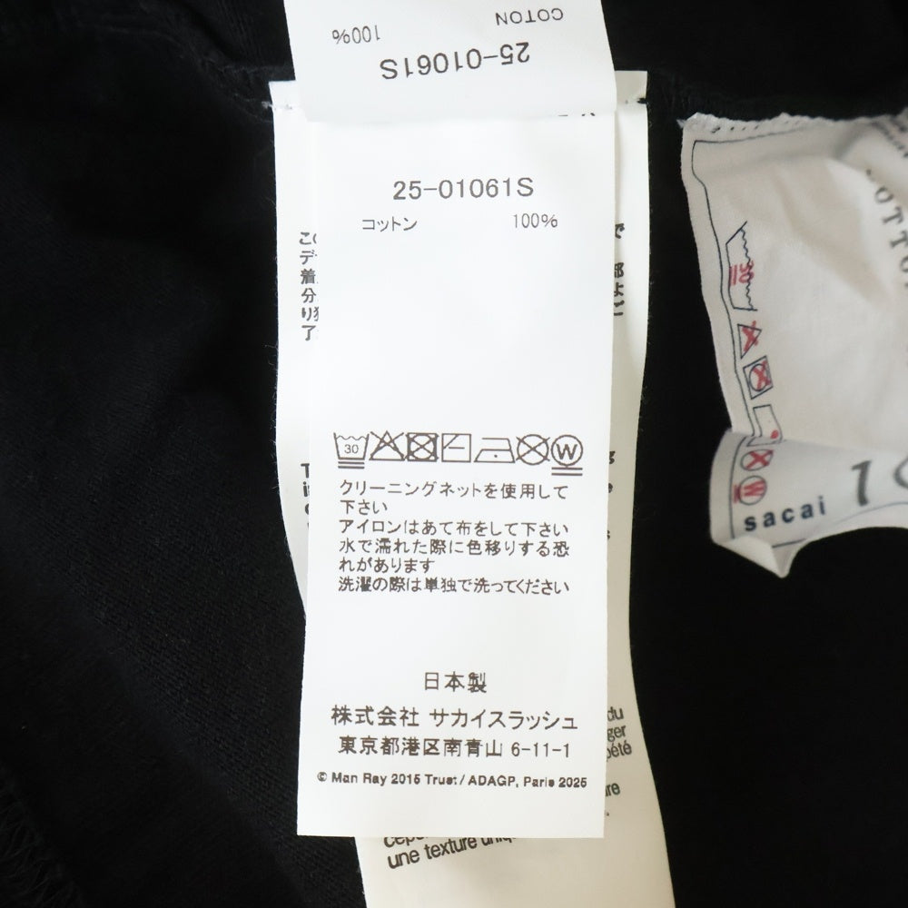 Sacai(サカイ) 25AW MAN RAY 両面プリント 半袖カットソー Tシャツ ブラック 25-01061S