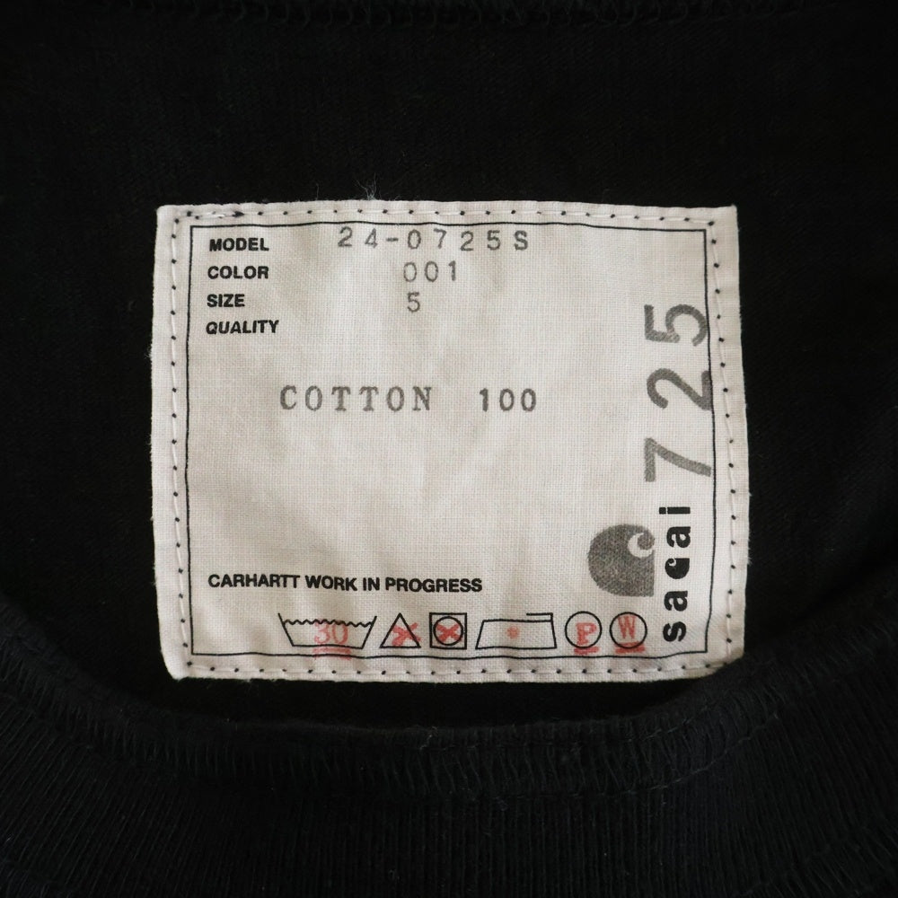 Carhartt WIP(カーハート ダブリューアイピー) 24SS ×sacai T-Shirt サカイ 半袖Tシャツ ブラック 24-0725S