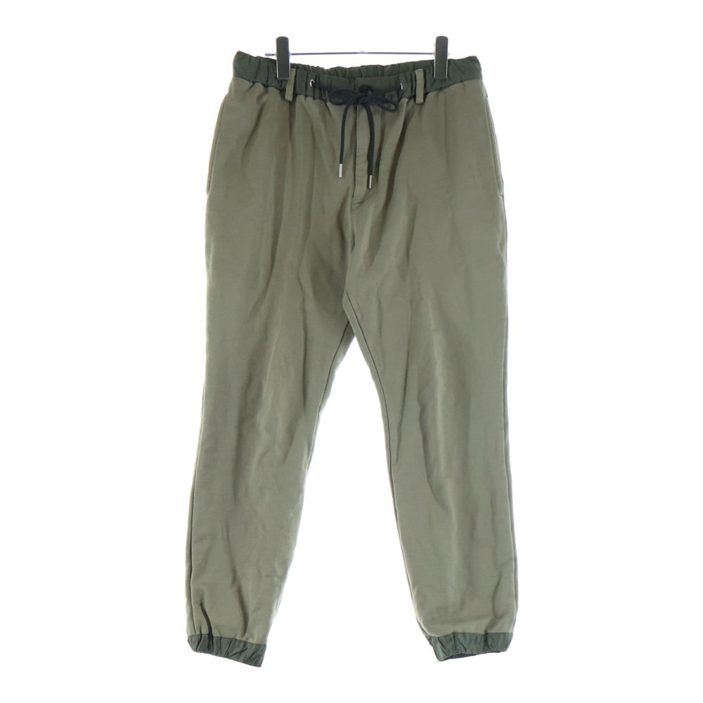Sacai(サカイ) Nylon sweat ナイロン切替スウェットジャージーロングパンツ カーキ 23-03026M