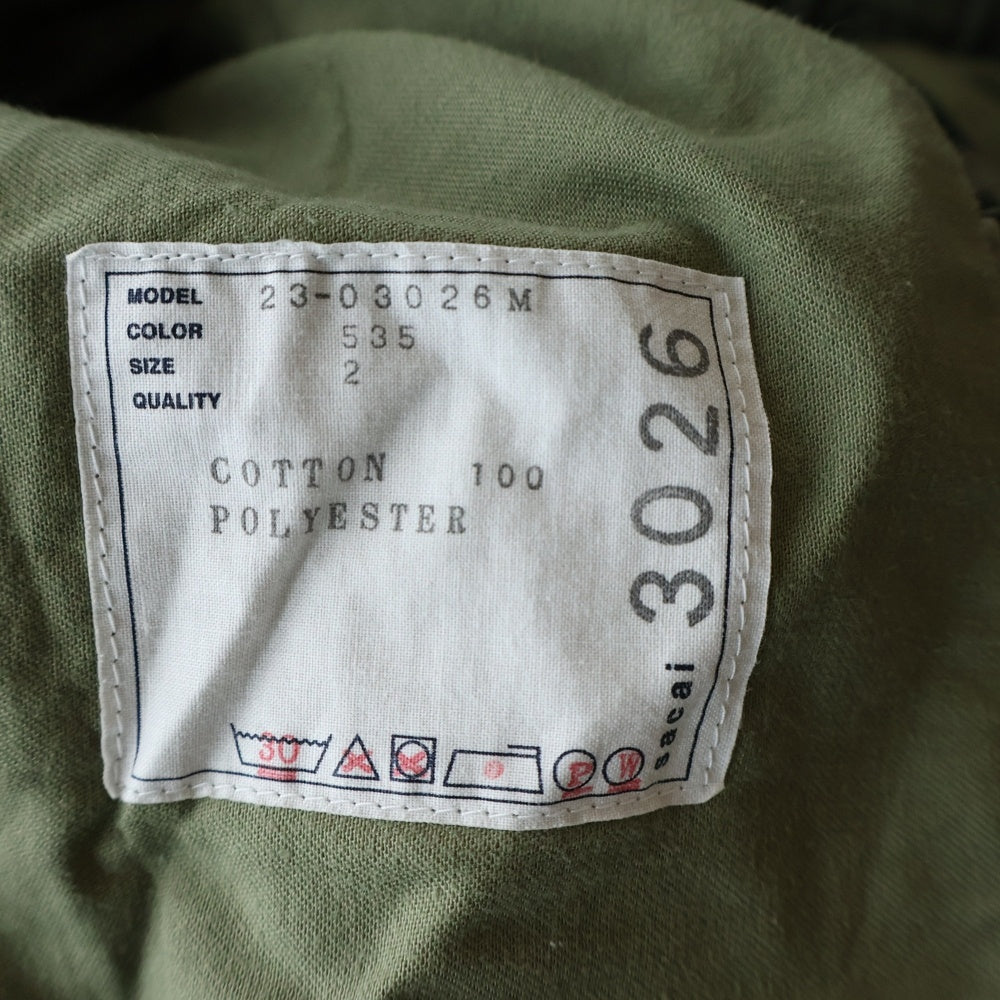 Sacai(サカイ) Nylon sweat ナイロン切替スウェットジャージーロングパンツ カーキ 23-03026M